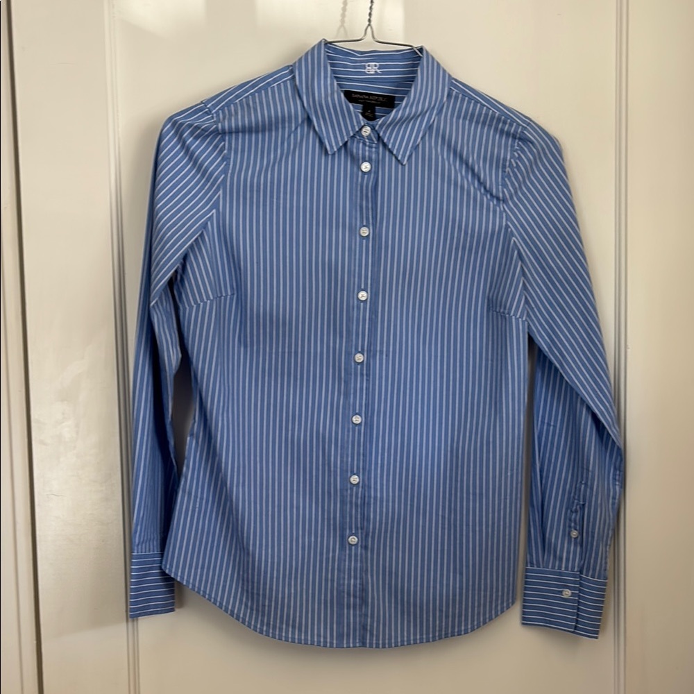Banana Republic Blue Striped Riley Tailored fit blouse